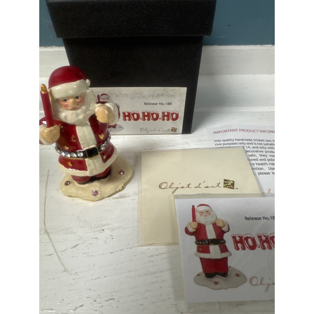 Objet d'Art Santa Trinket Box Ho Ho Ho Christmas Collectible Figurine‎